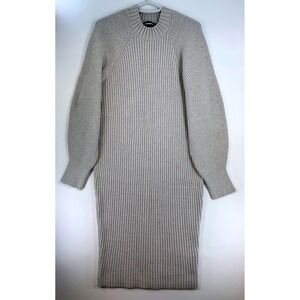 Express Sweater Dress Size S Grey Ribbed Long Sleeve Minimalist Neutral Cozy